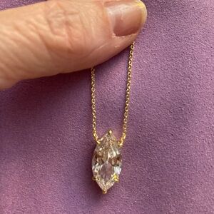 Melinda Maria Gold Necklace with Brilliant Marquise Cut Stone